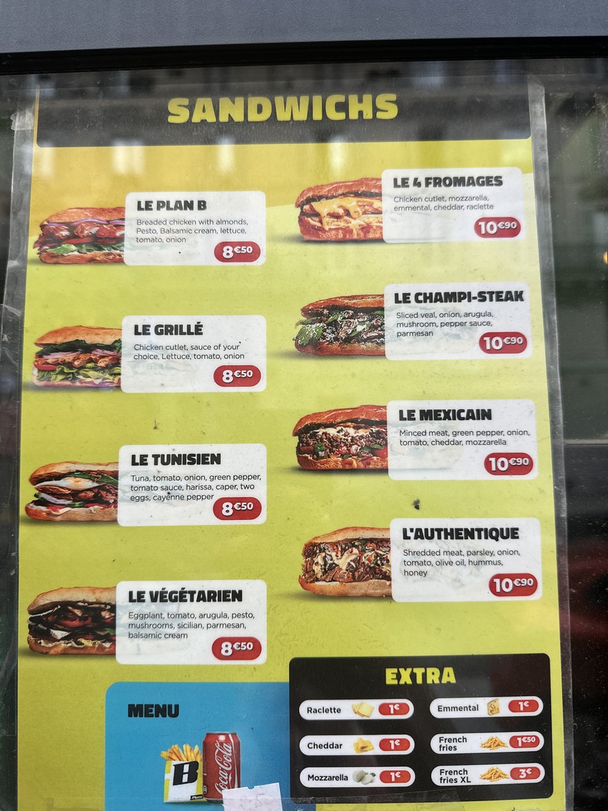 PLAN B PARIS menu 2