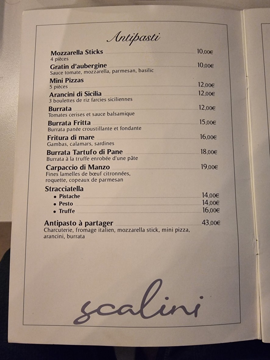 Restaurant Italien Scalini® - Paris 13 I Restaurant Autour de moi I Pizzeria menu 1
