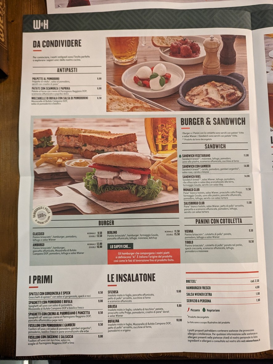 Wiener Haus Porta di Roma menu 1