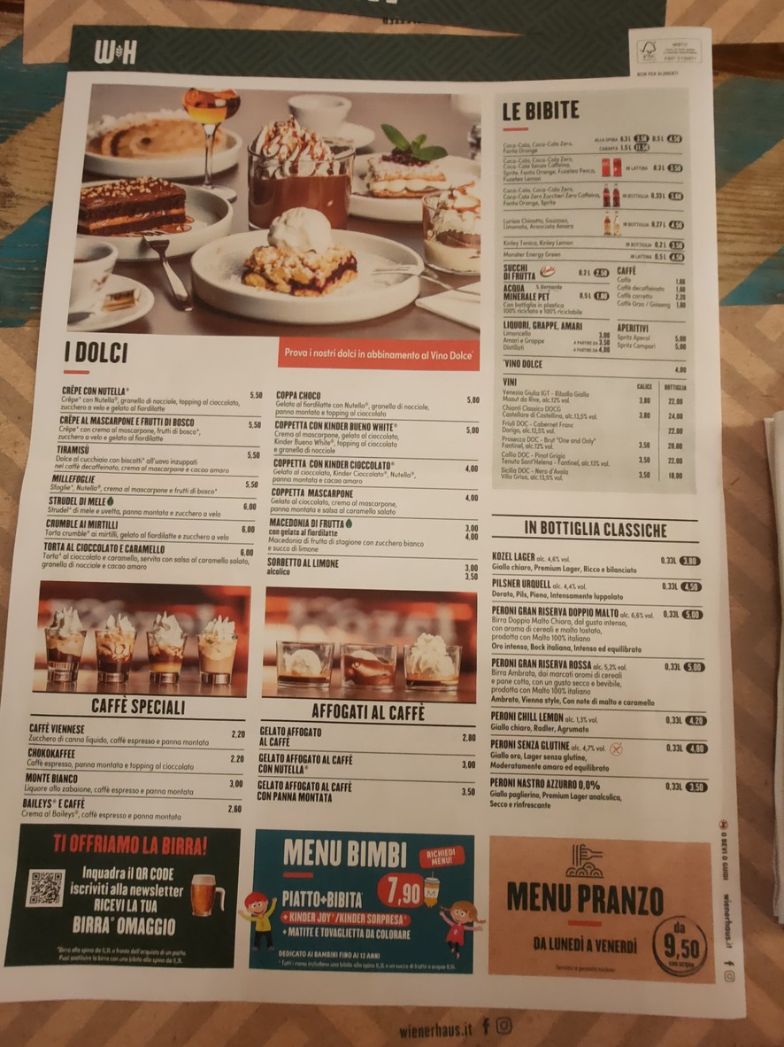 Wiener Haus Porta di Roma menu 3