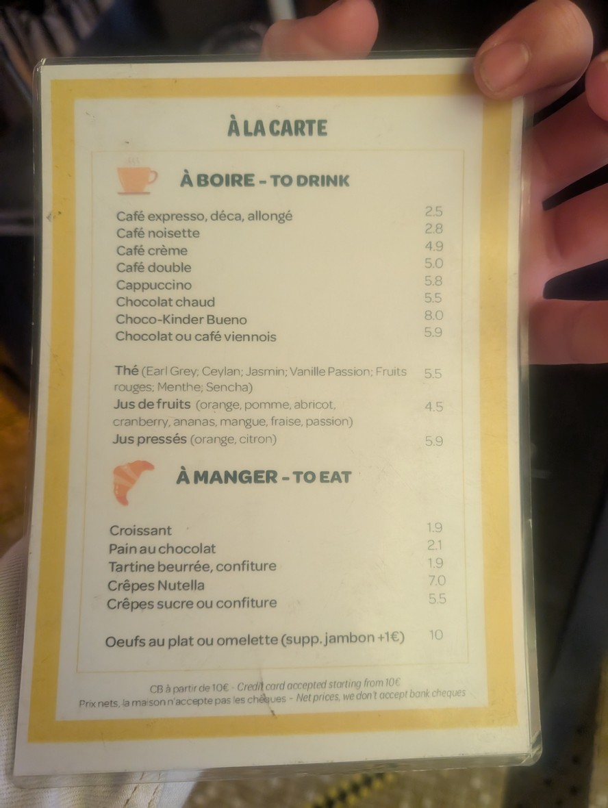 Au Soleil d'Austerlitz menu 4