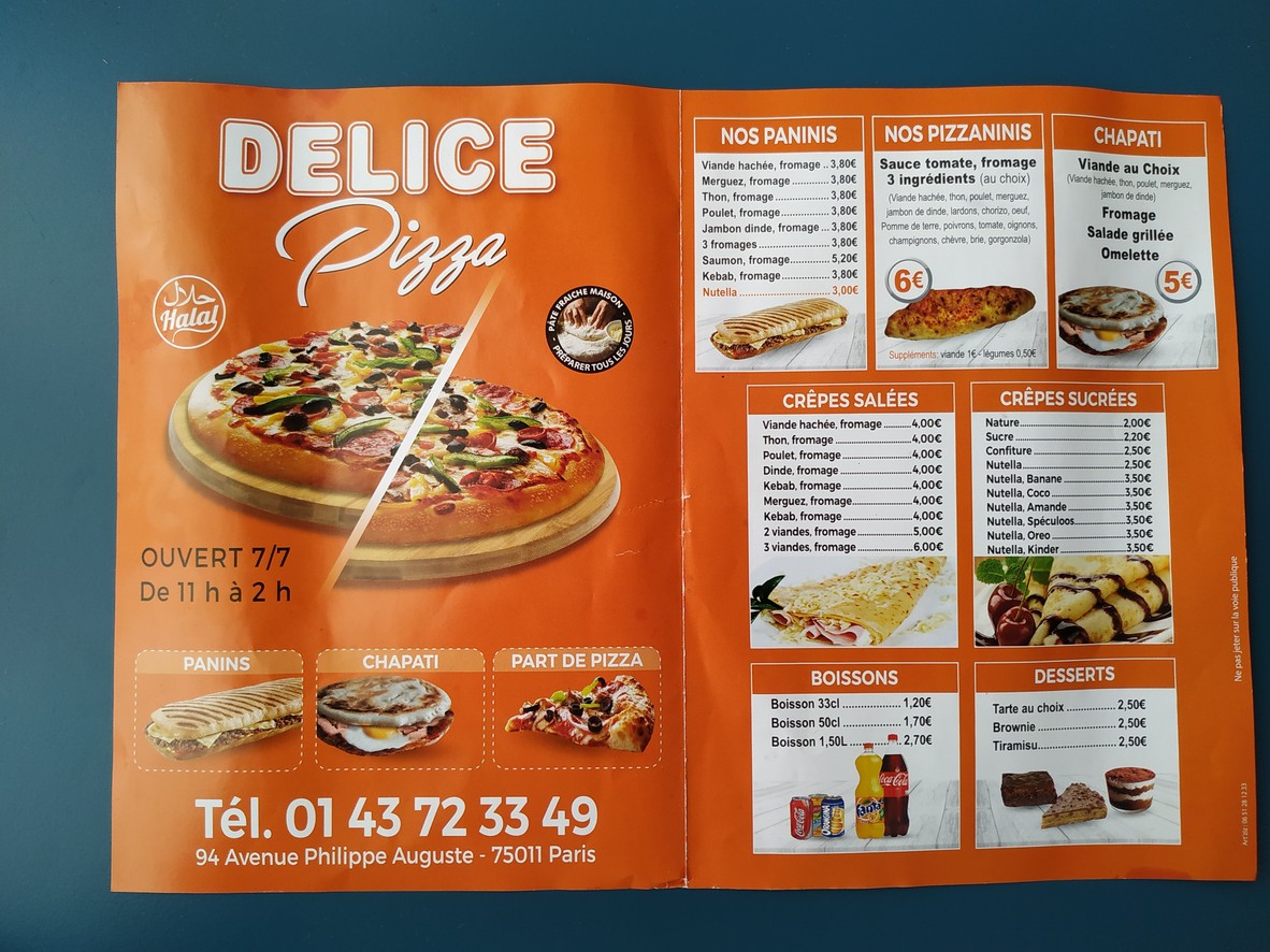 Delice Pizza menu 1