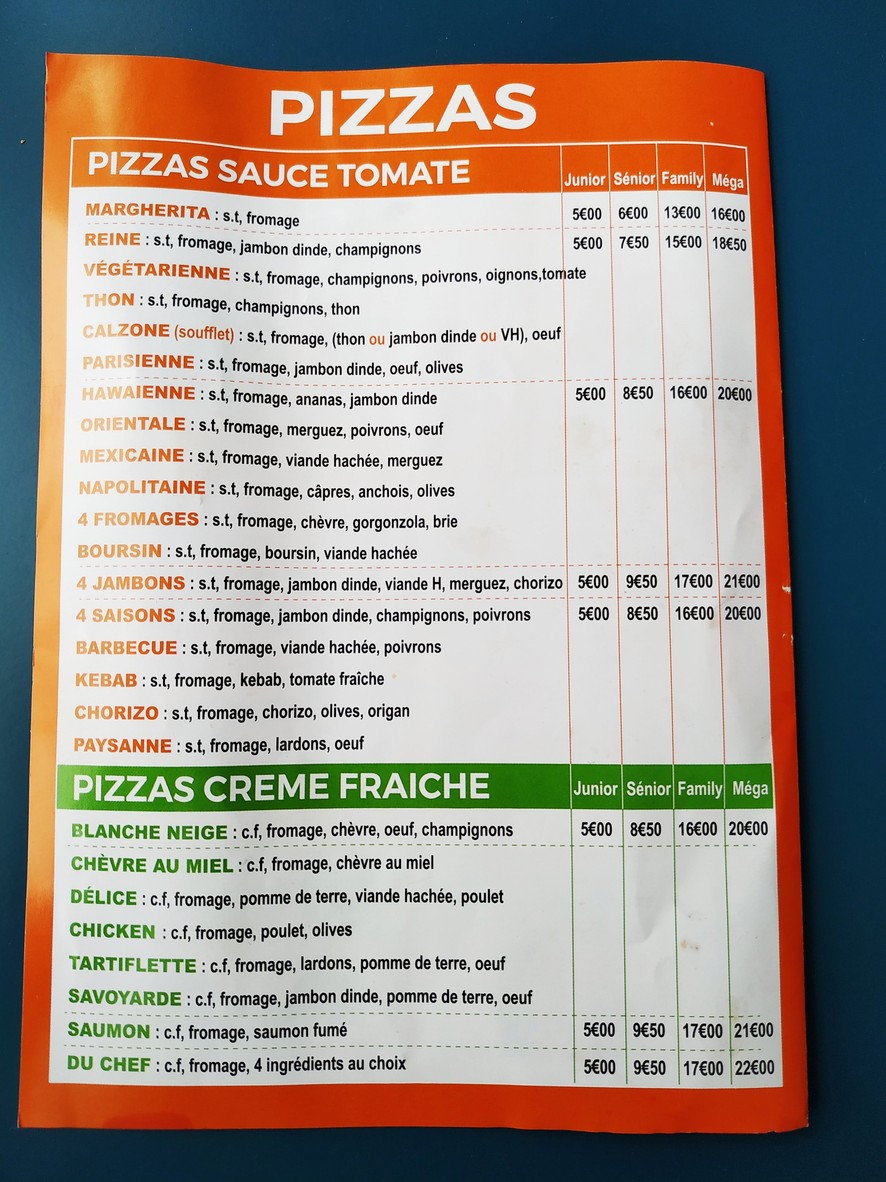 Delice Pizza menu 2