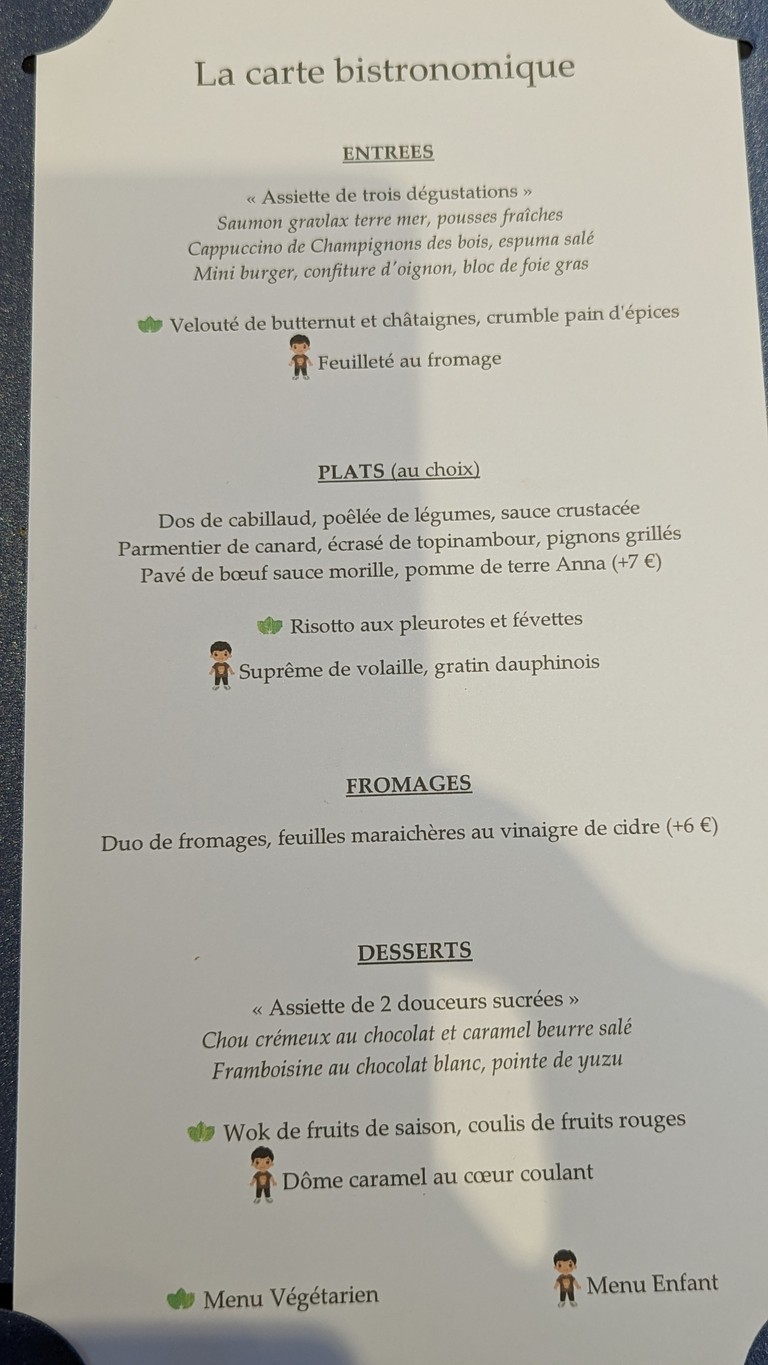 Bistrot Alexandre III menu 1