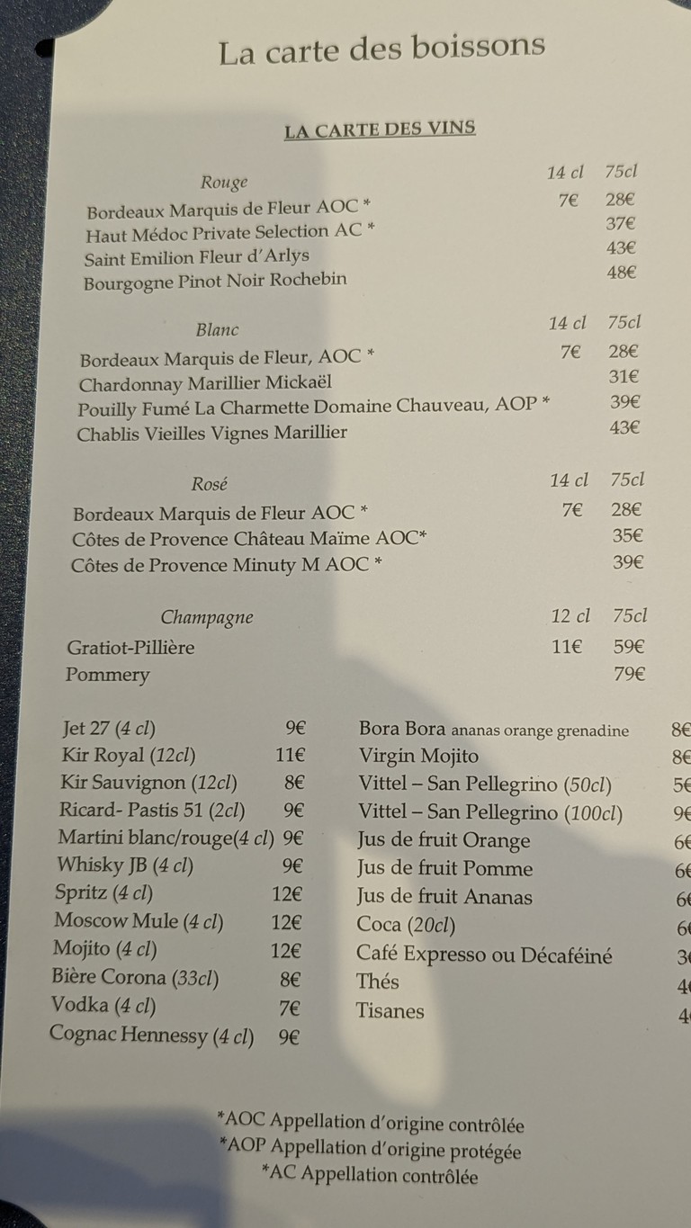 Bistrot Alexandre III menu 2