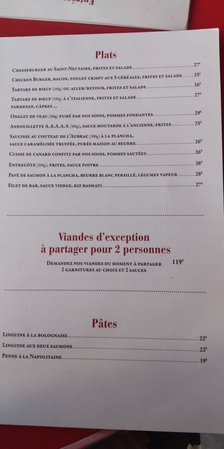 Dupont Versailles menu 2