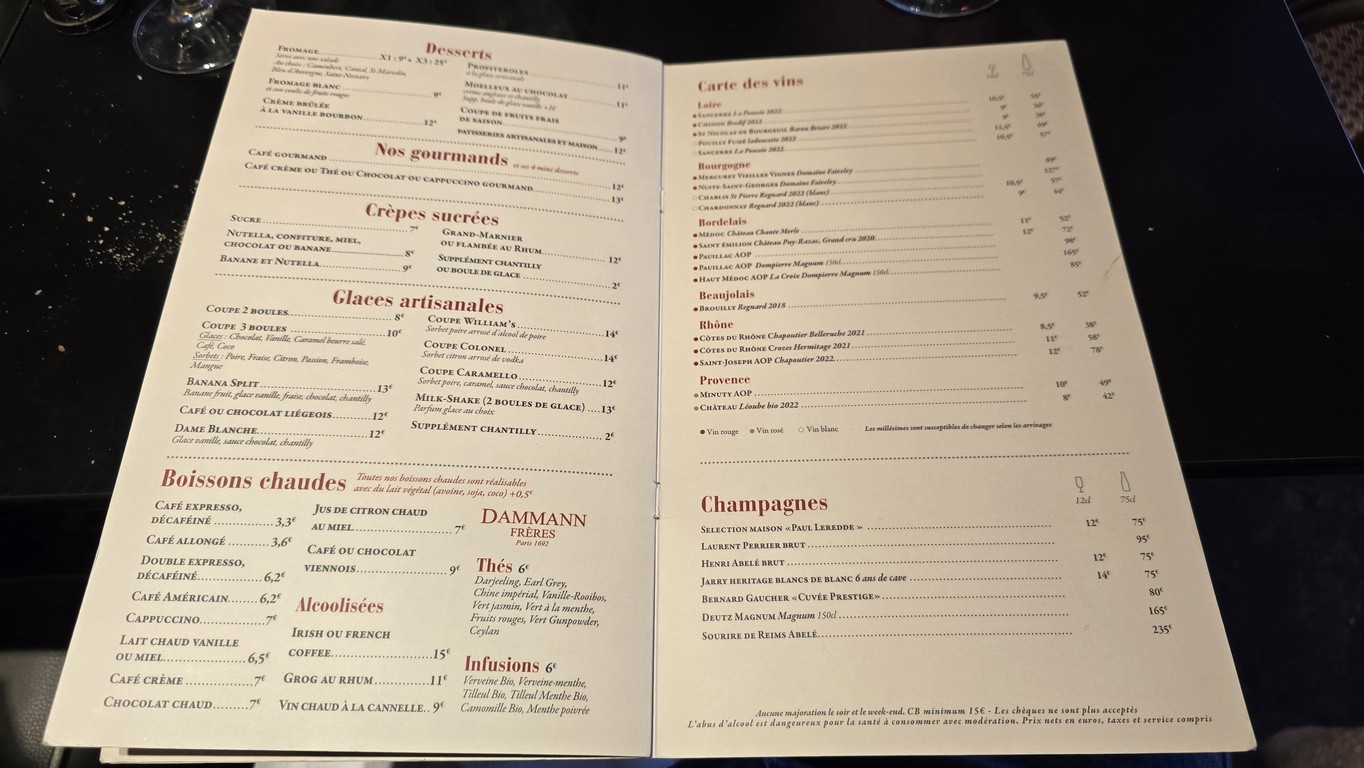 Dupont Versailles menu 3