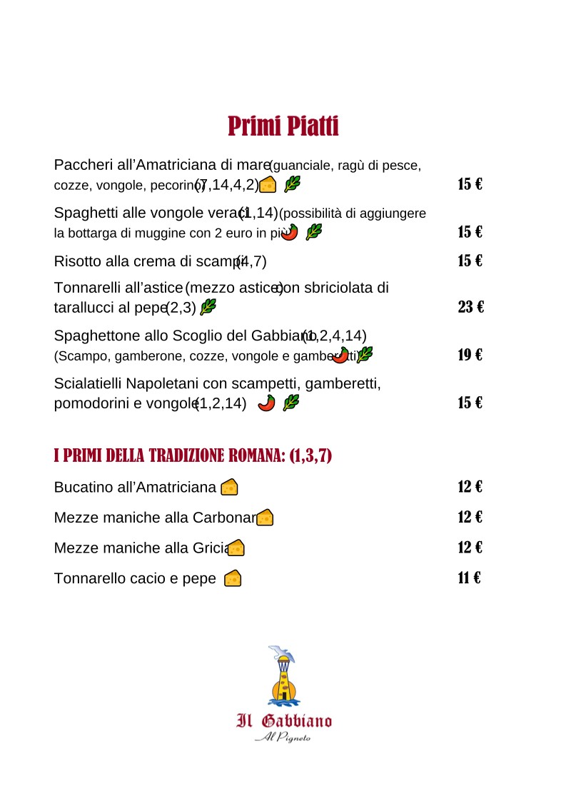 Il Gabbiano al Pigneto dal 1985 menu 2