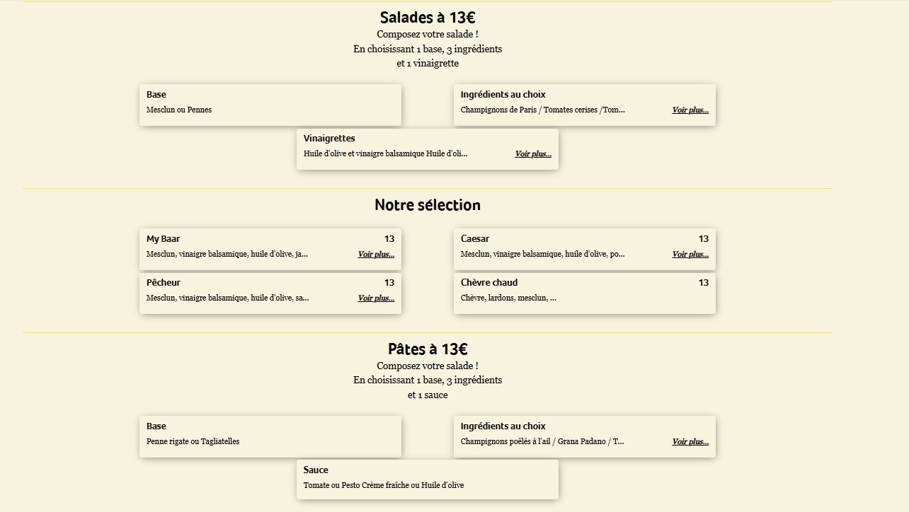 My Baar menu 2