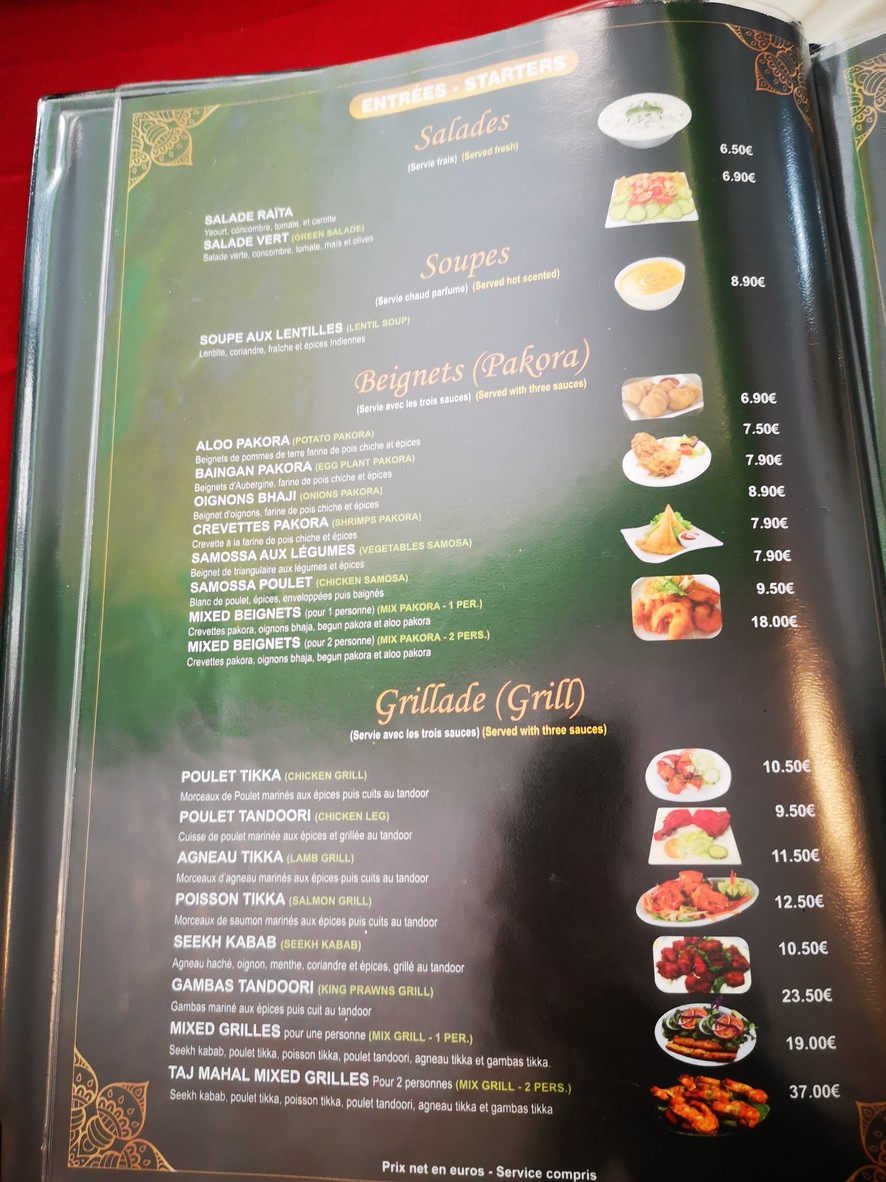 Taj-Mahal-Paris-centre-halal-100%- Tour-Eiffel menu 2