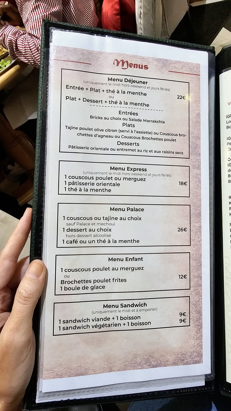 Le Palace menu 1