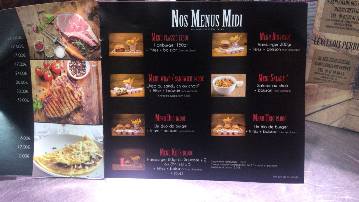 HBK BURGER Levallois menu 3