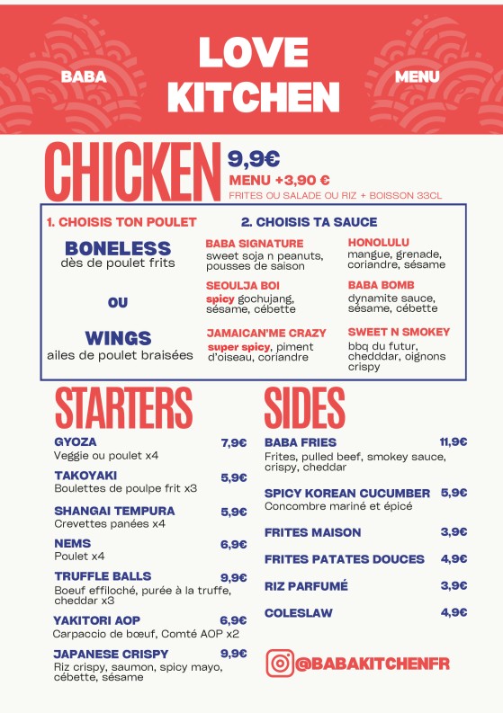 BABA Kitchen menu 1