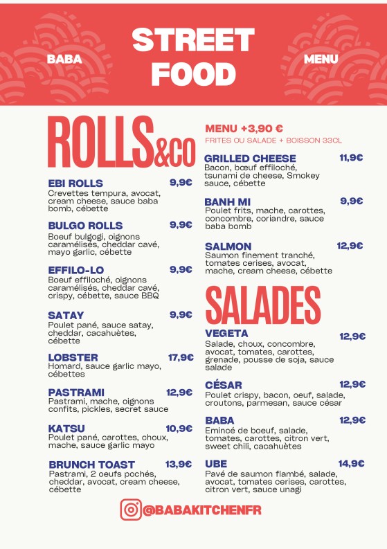 BABA Kitchen menu 2