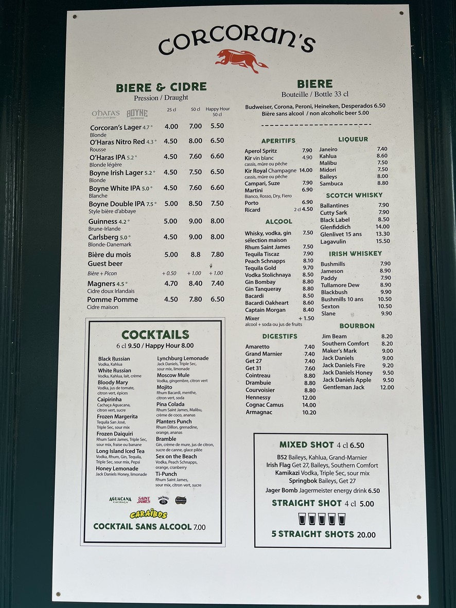 Corcoran's Irish Pub menu 2