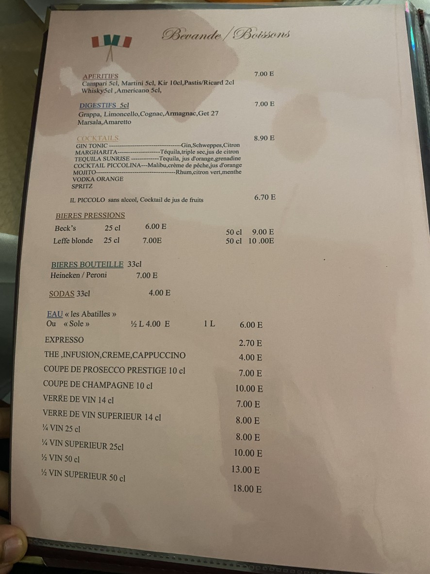 La Piccolina menu 3