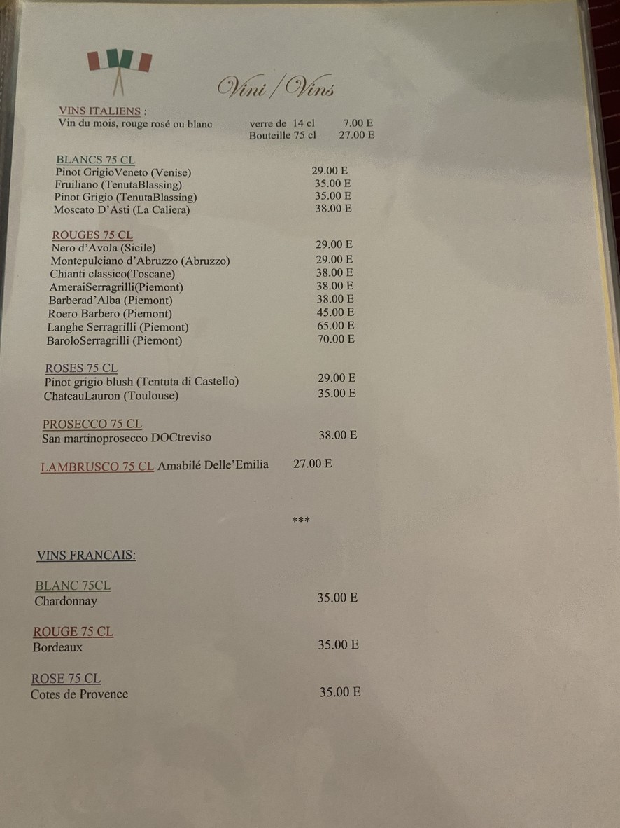La Piccolina menu 4