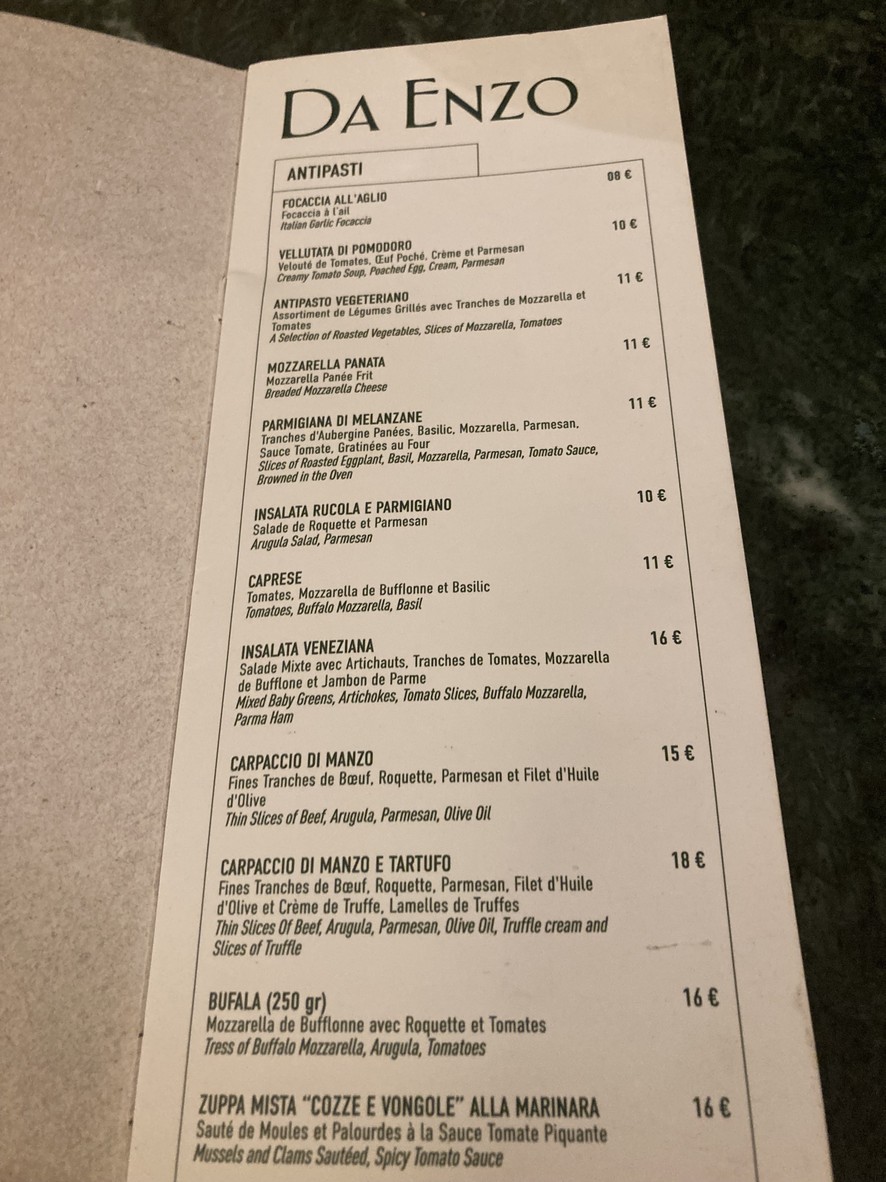 Da Enzo menu 1