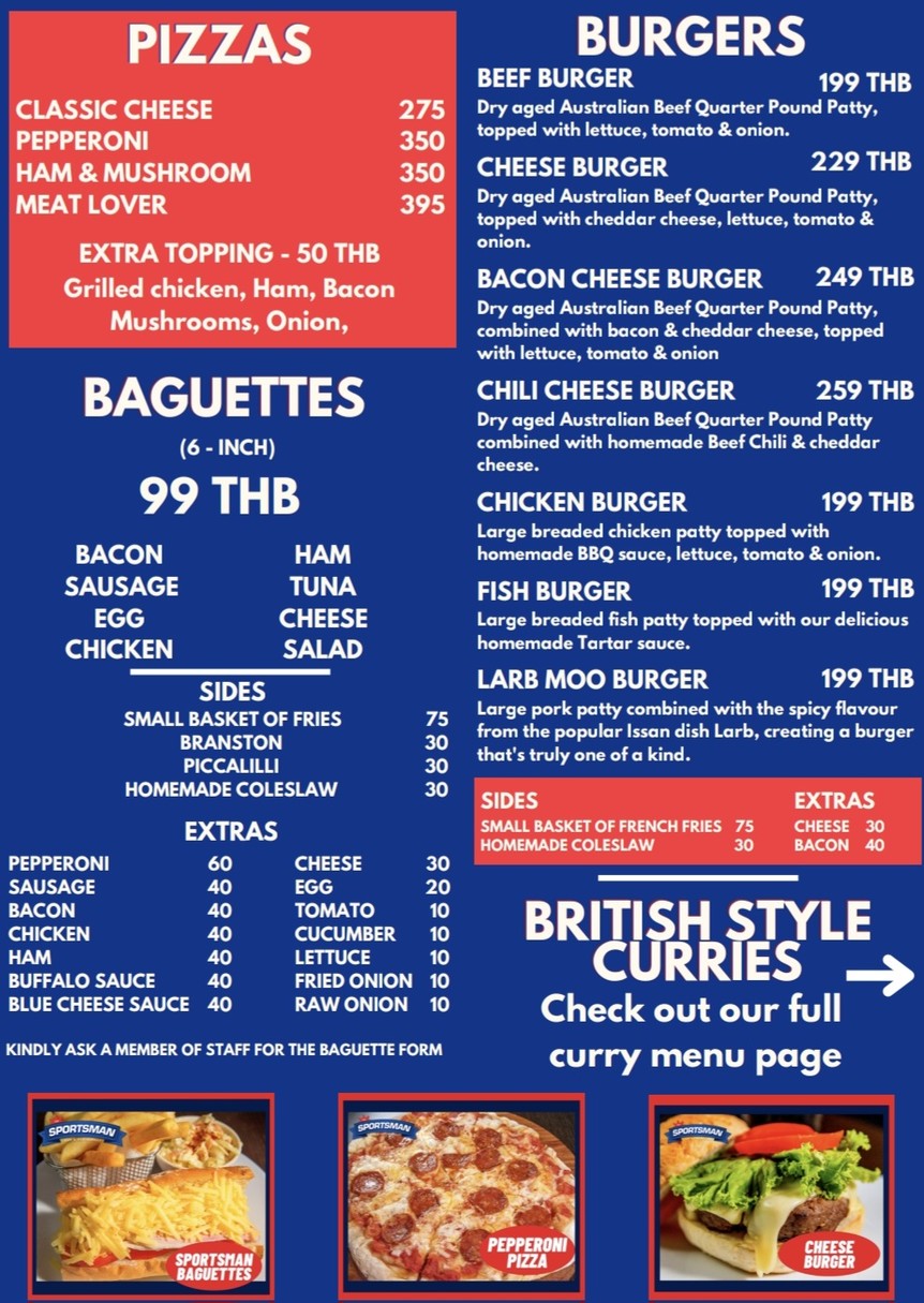 The Sportsman menu 1