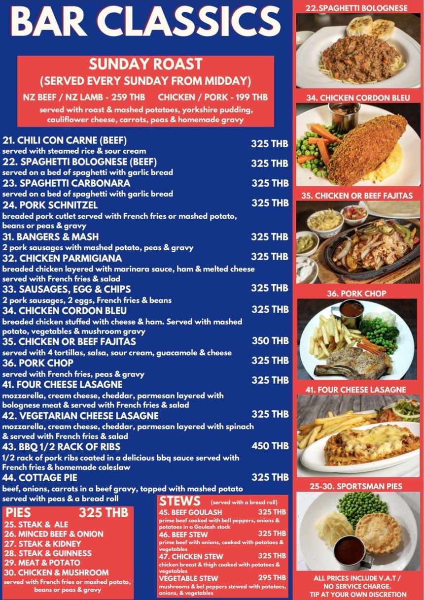 The Sportsman menu 2