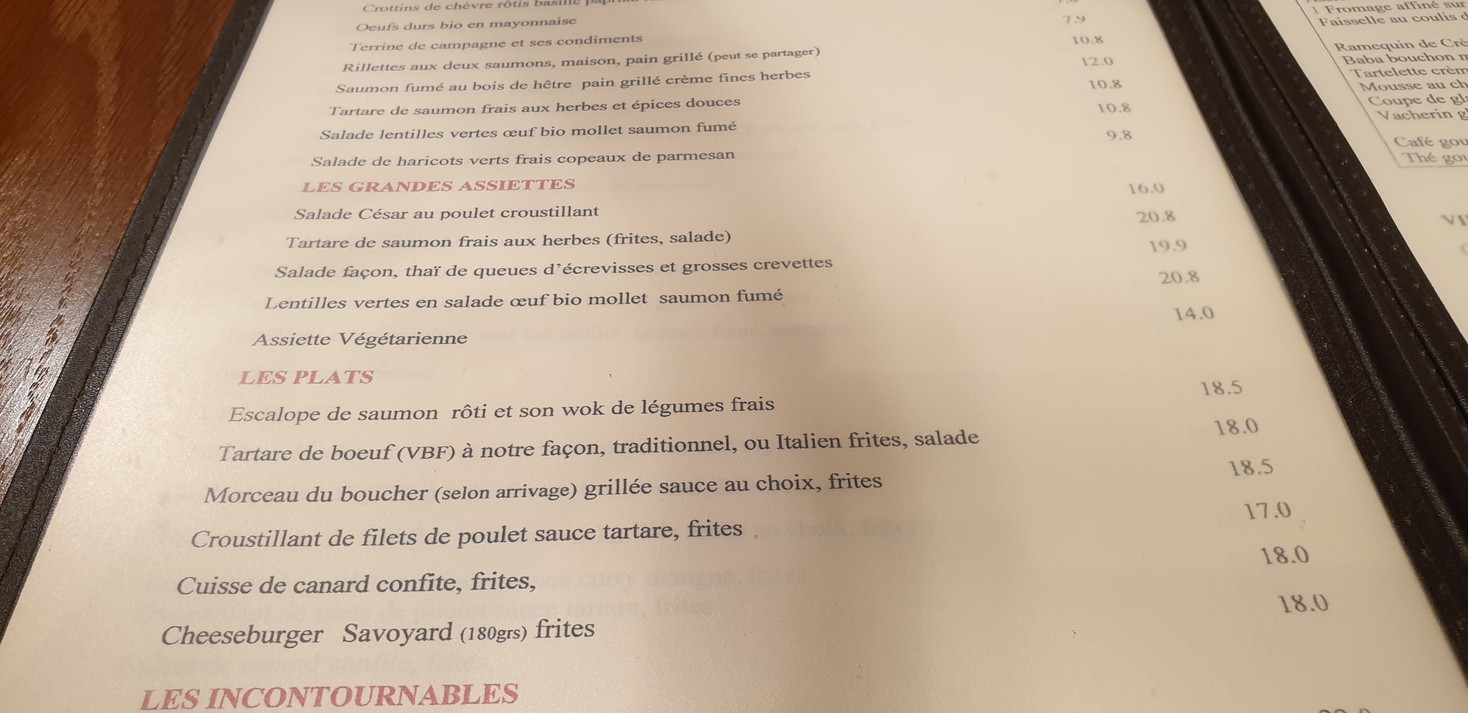 Le Petit Banville menu 1