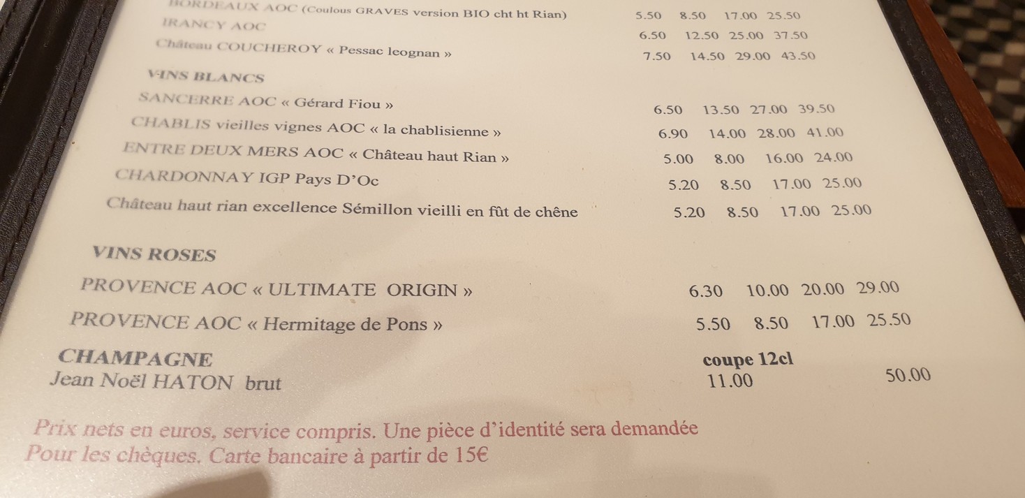Le Petit Banville menu 2