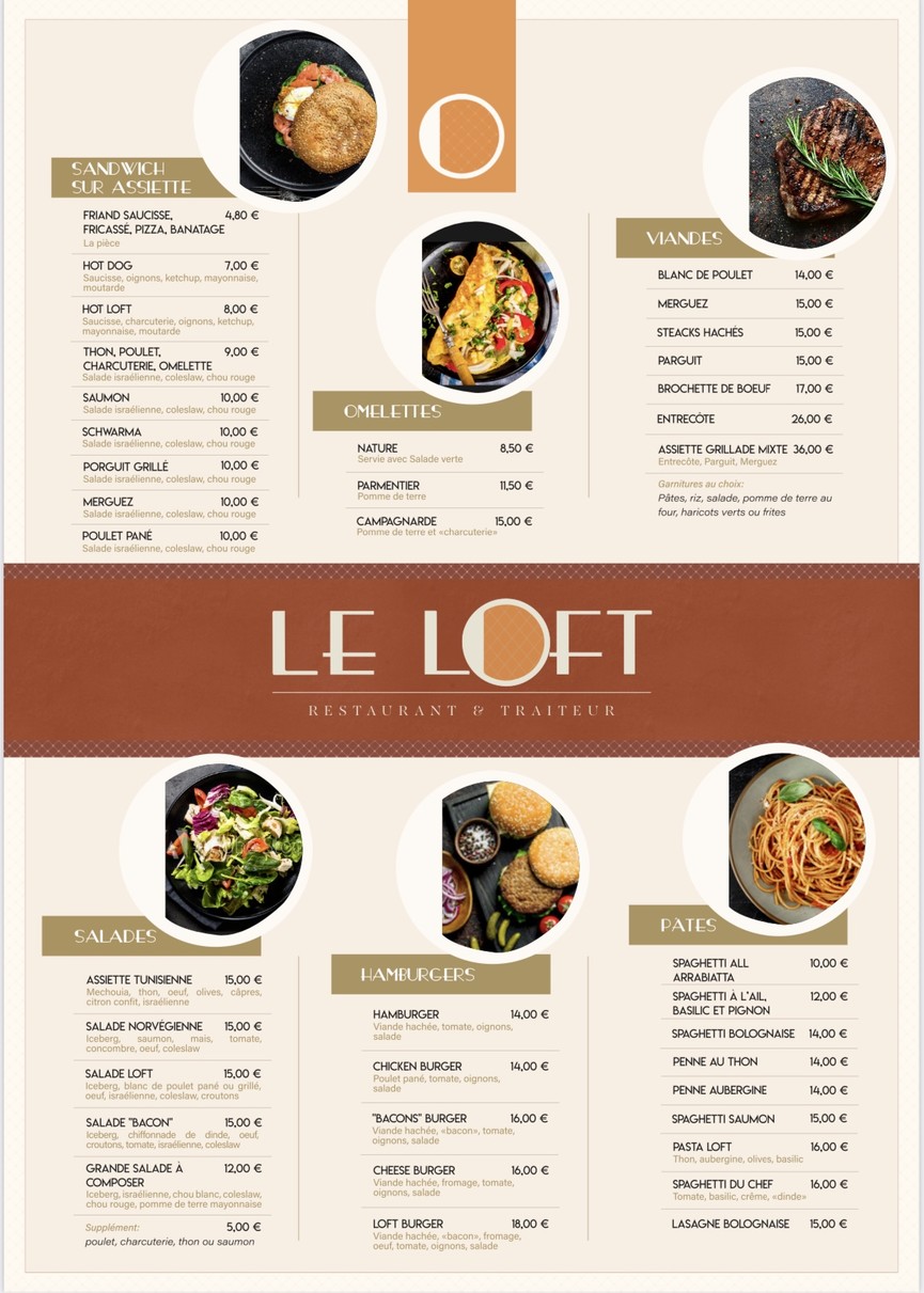 Le Loft. menu 1