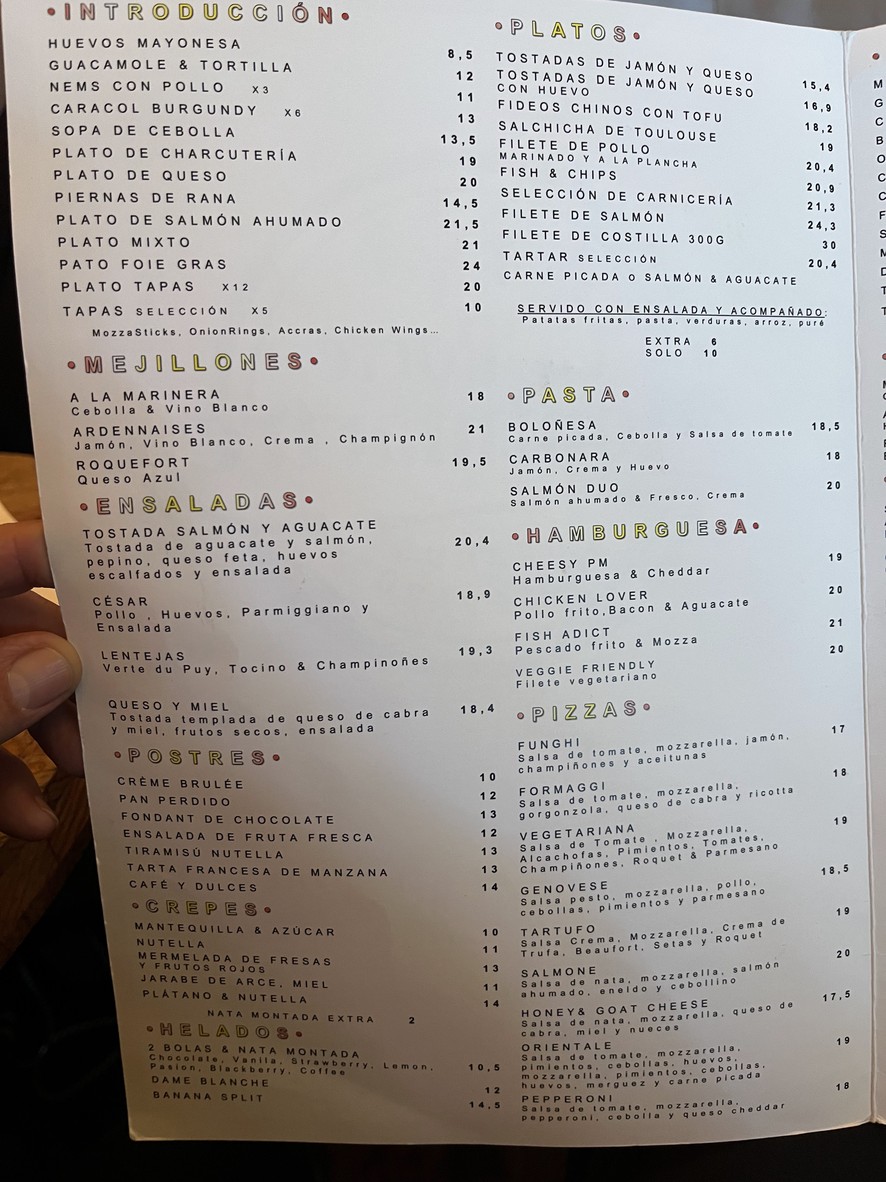 La Porte Montmartre menu 1