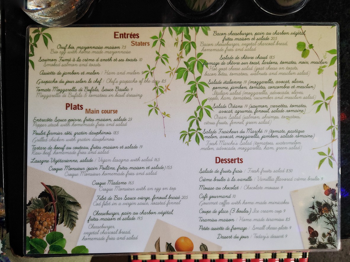 Café du Marché menu 1