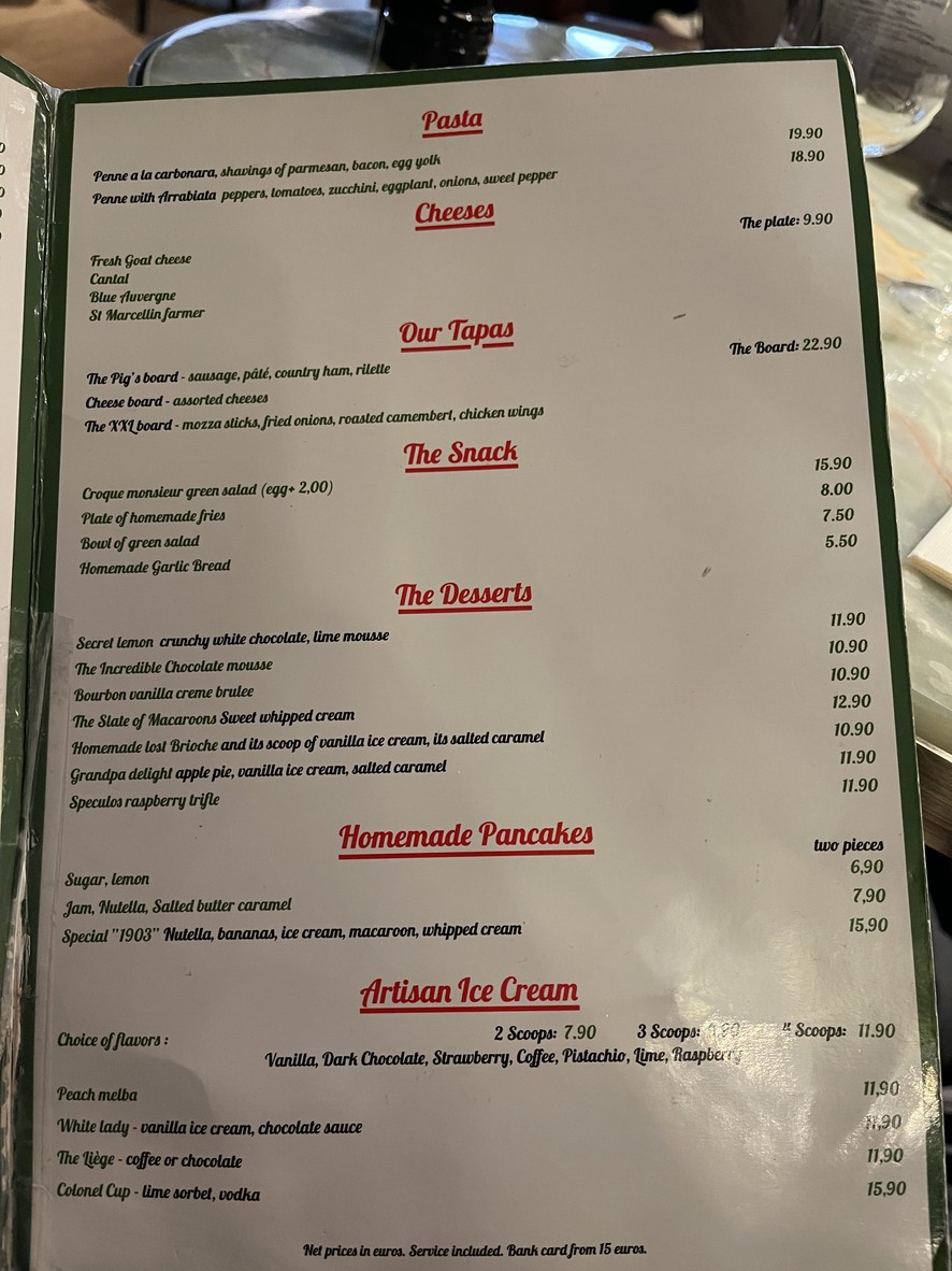 Café l'étoile 1903 menu 2