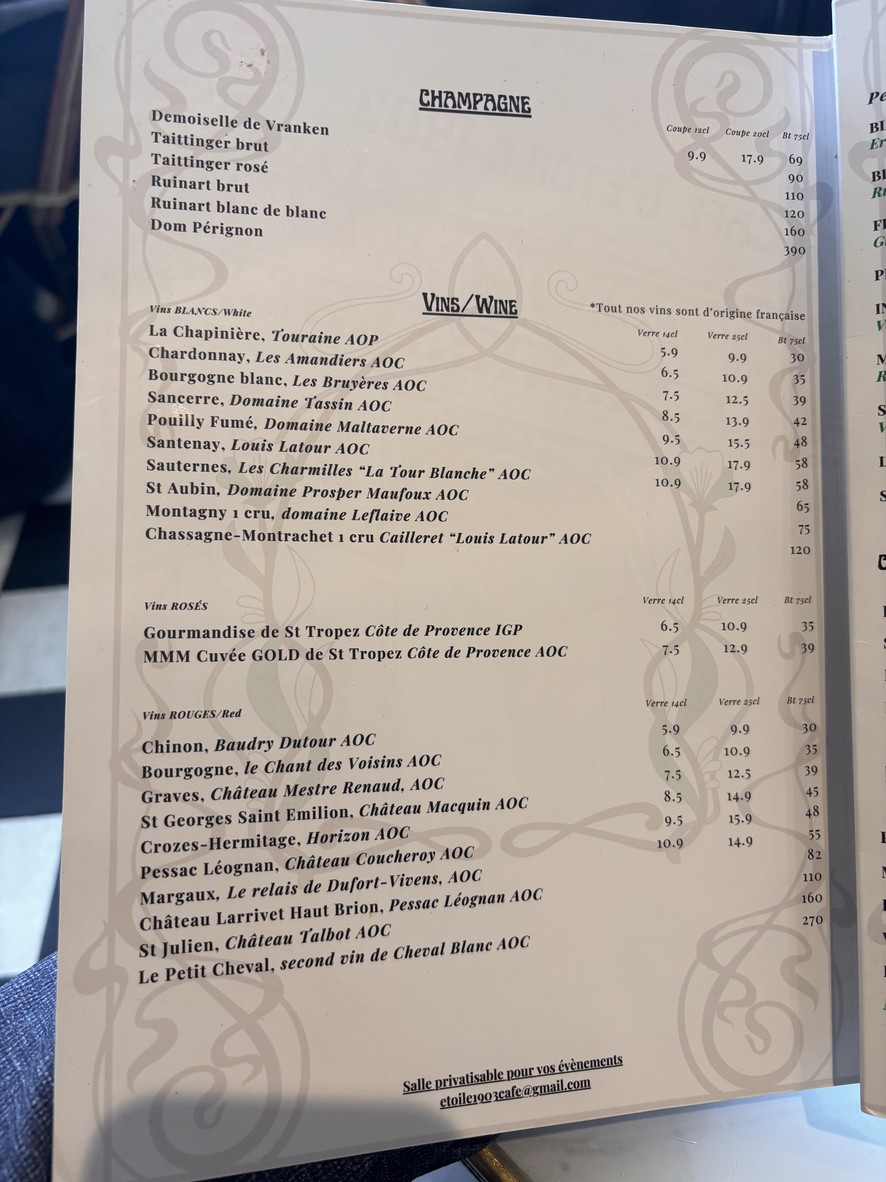 Café l'étoile 1903 menu 3