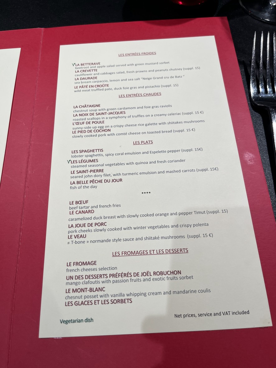 L'Atelier de Joël Robuchon Étoile - Champs-Élysées menu 3