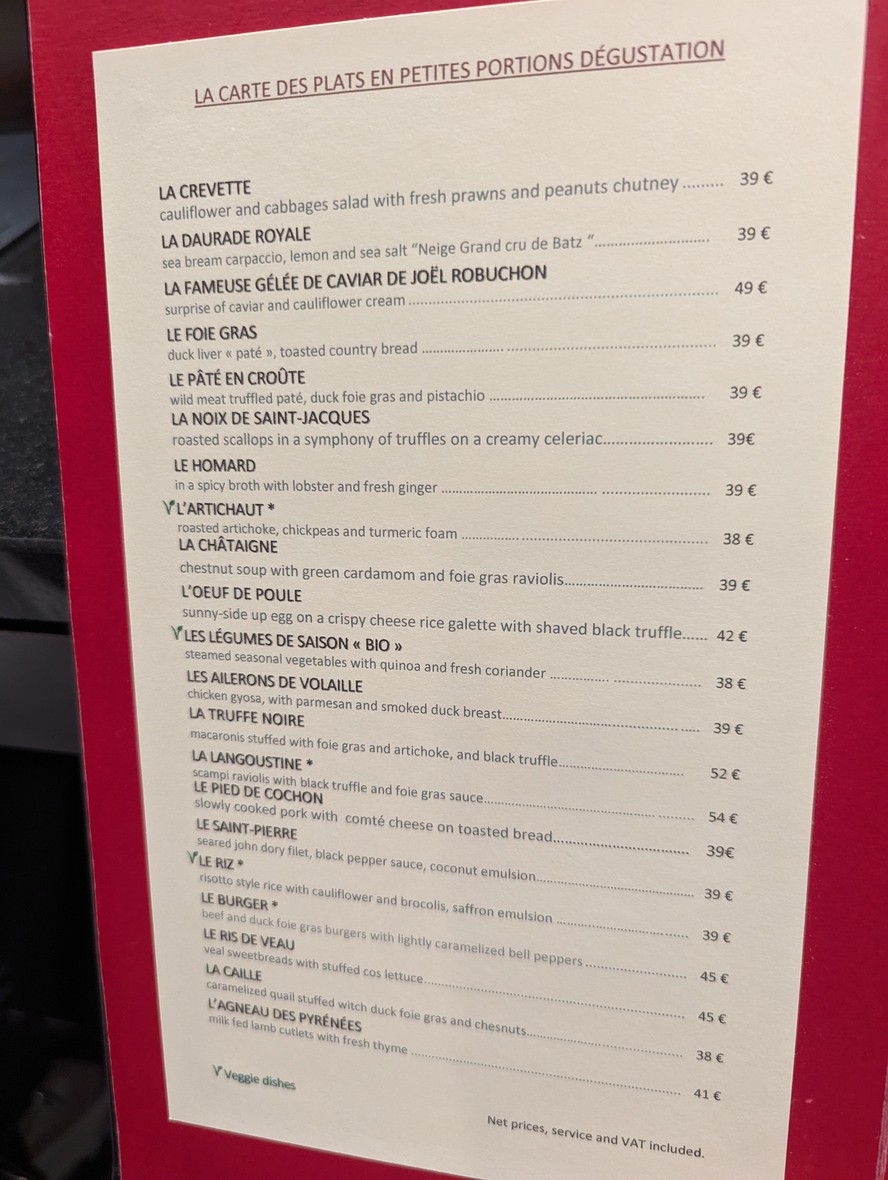 L'Atelier de Joël Robuchon Étoile - Champs-Élysées menu 4