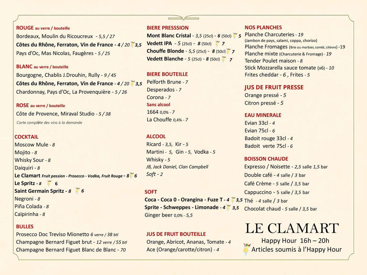 Brasserie Le Clamart menu 2