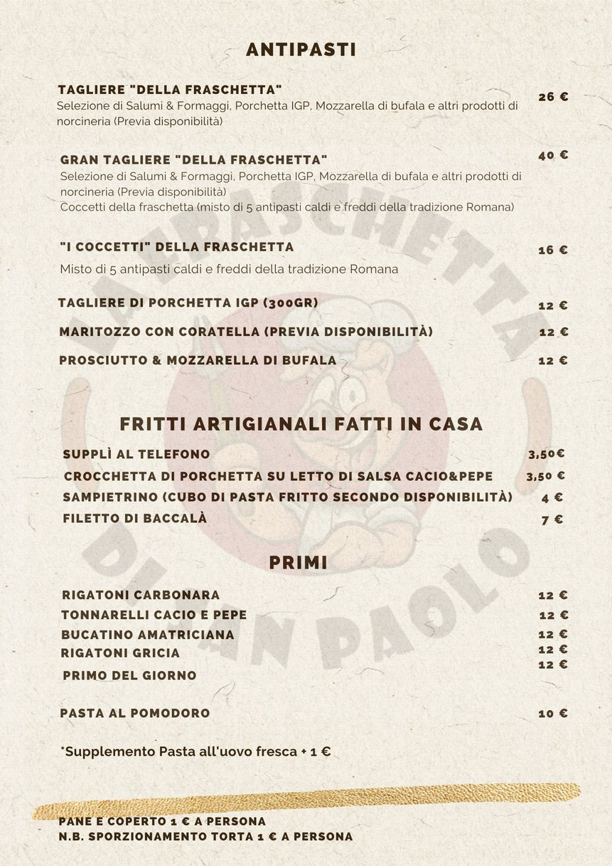La Fraschetta di San Paolo menu 2