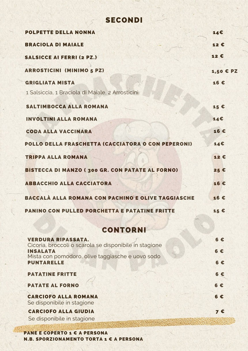 La Fraschetta di San Paolo menu 3