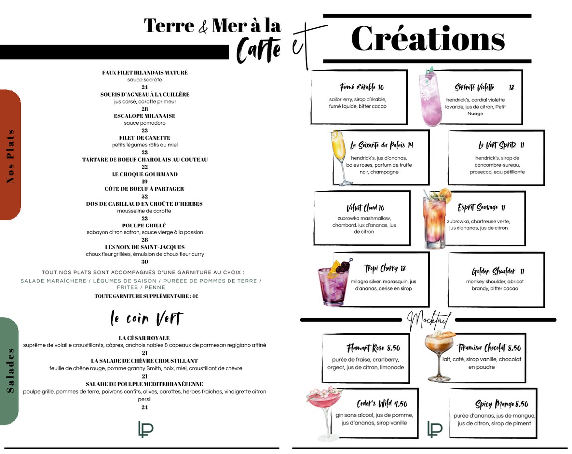 Le Palais menu 1