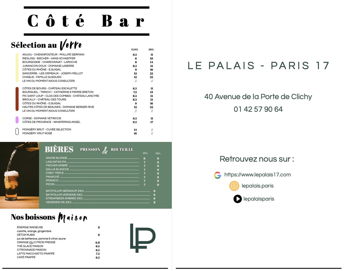 Le Palais menu 3