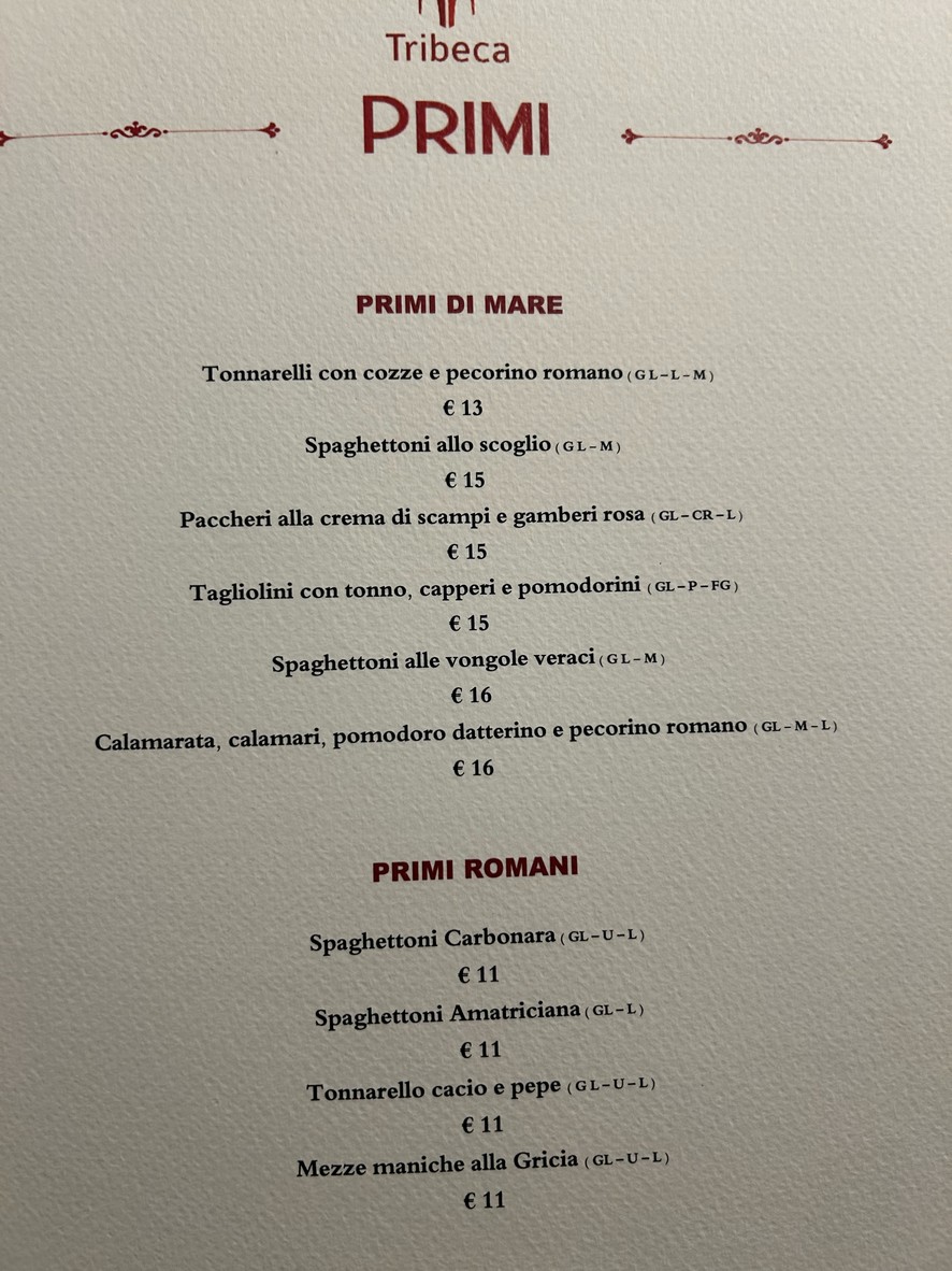 Tribeca menu 2