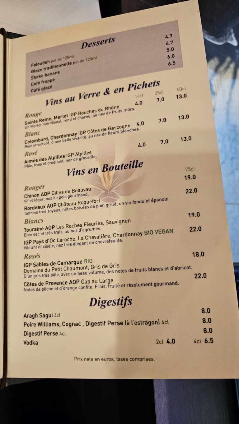 A Table menu 5