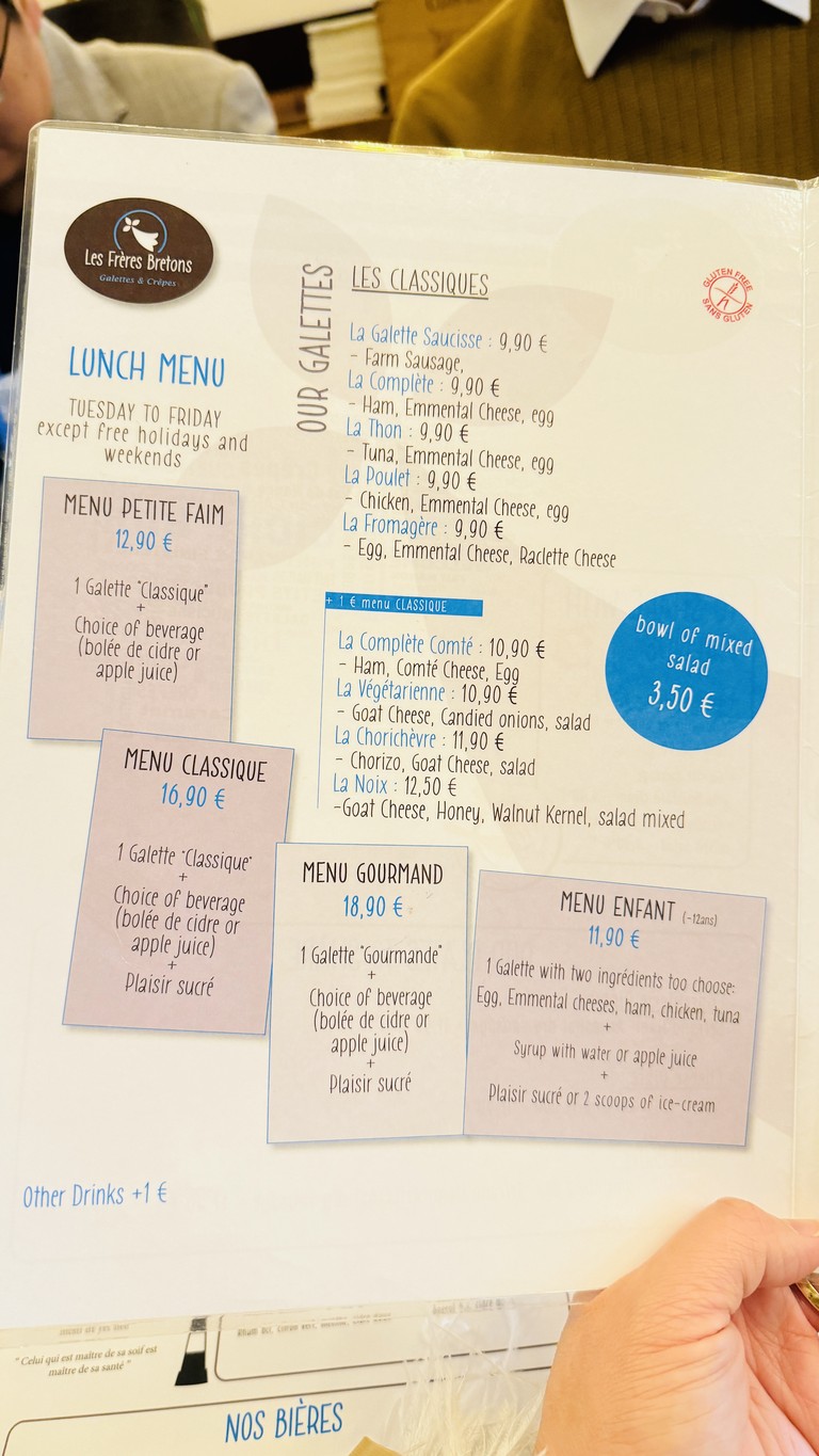 Les Frères Bretons menu 2