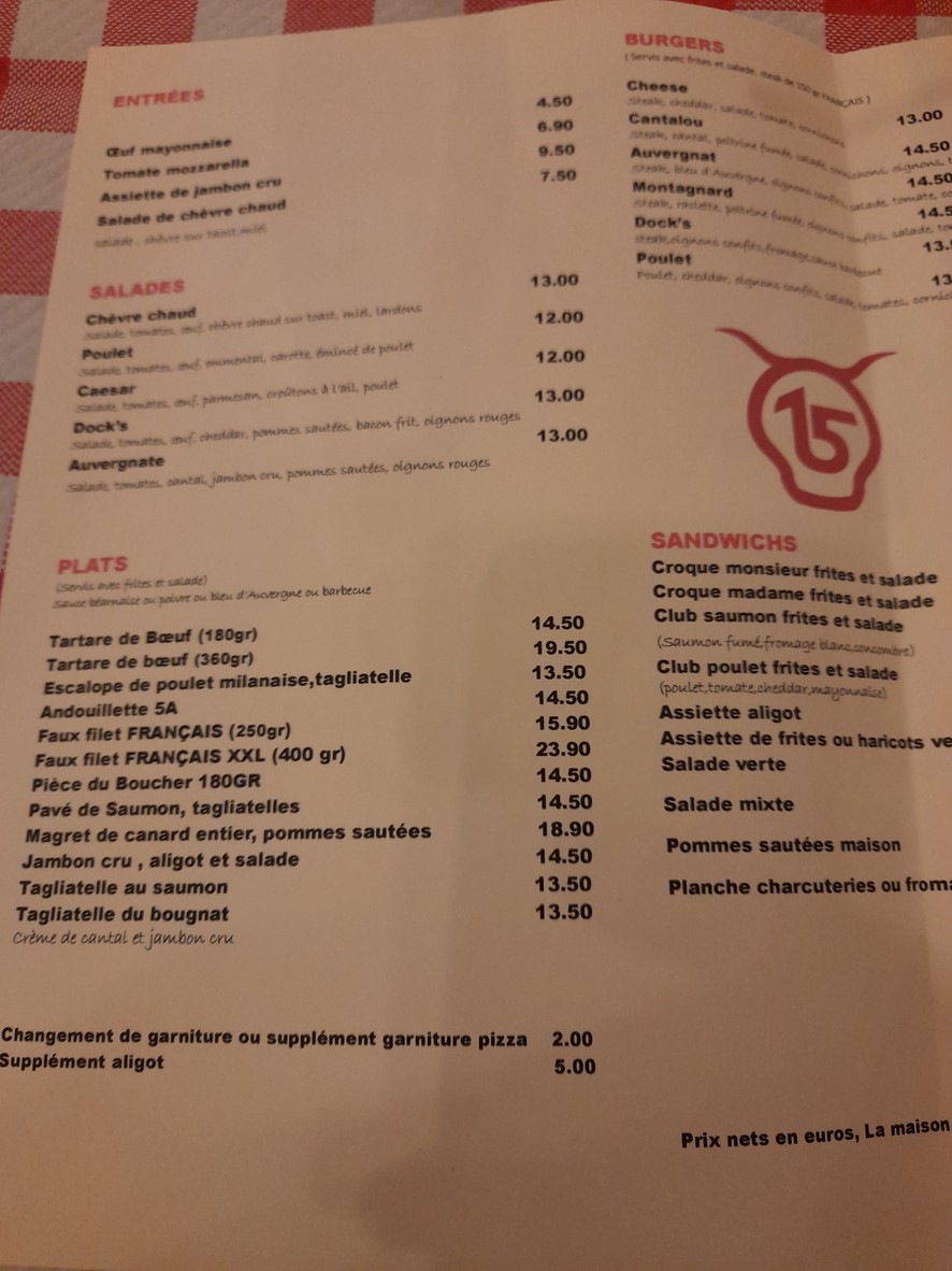 Dock's Café menu 1