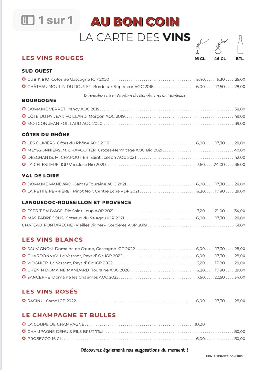 Au Bon Coin menu 3