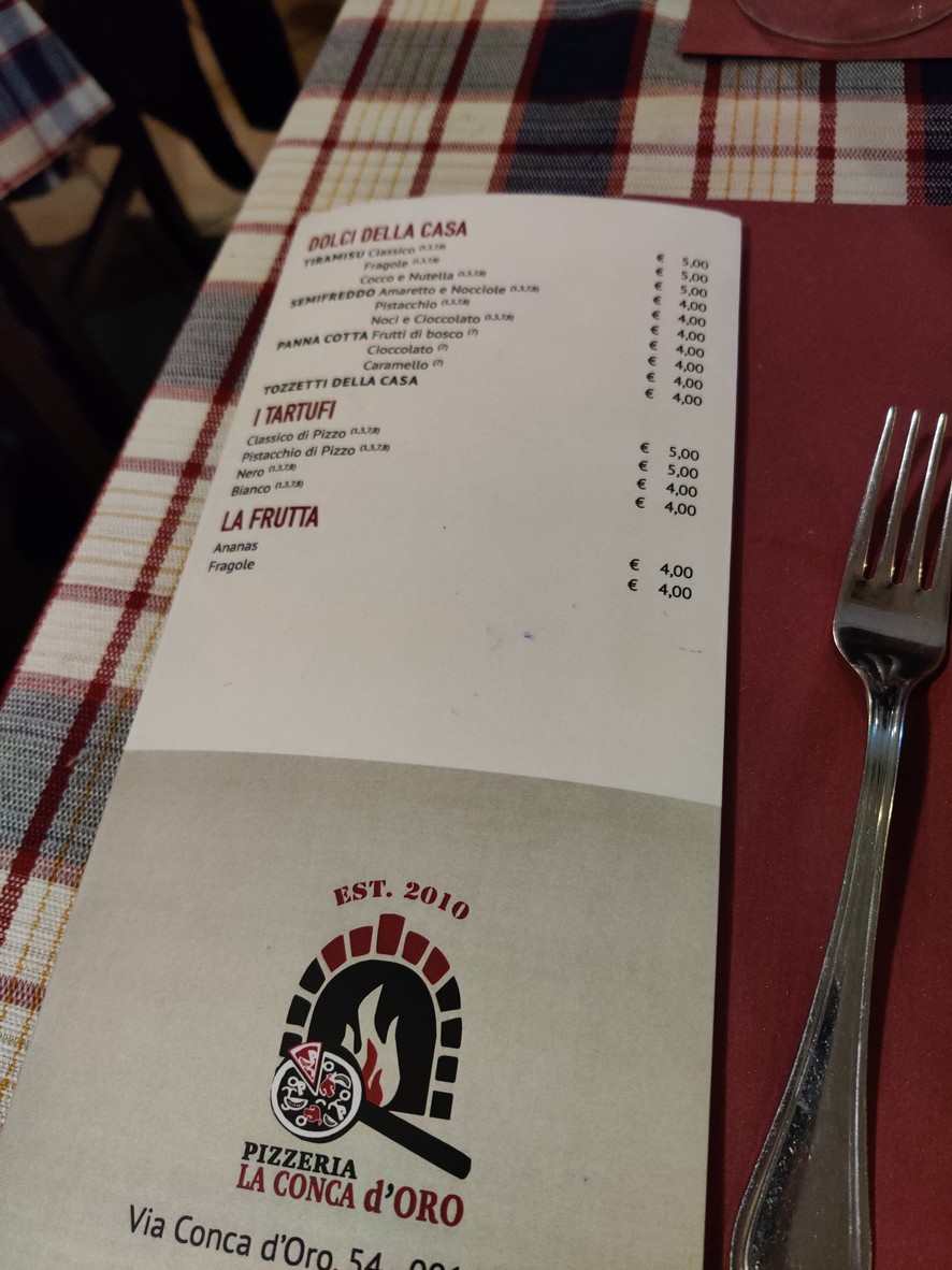 La Conca d'Oro menu 3