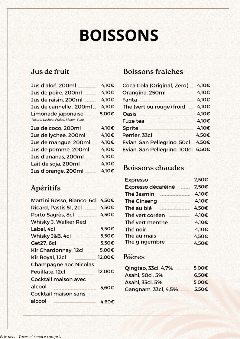 Shingané menu 4