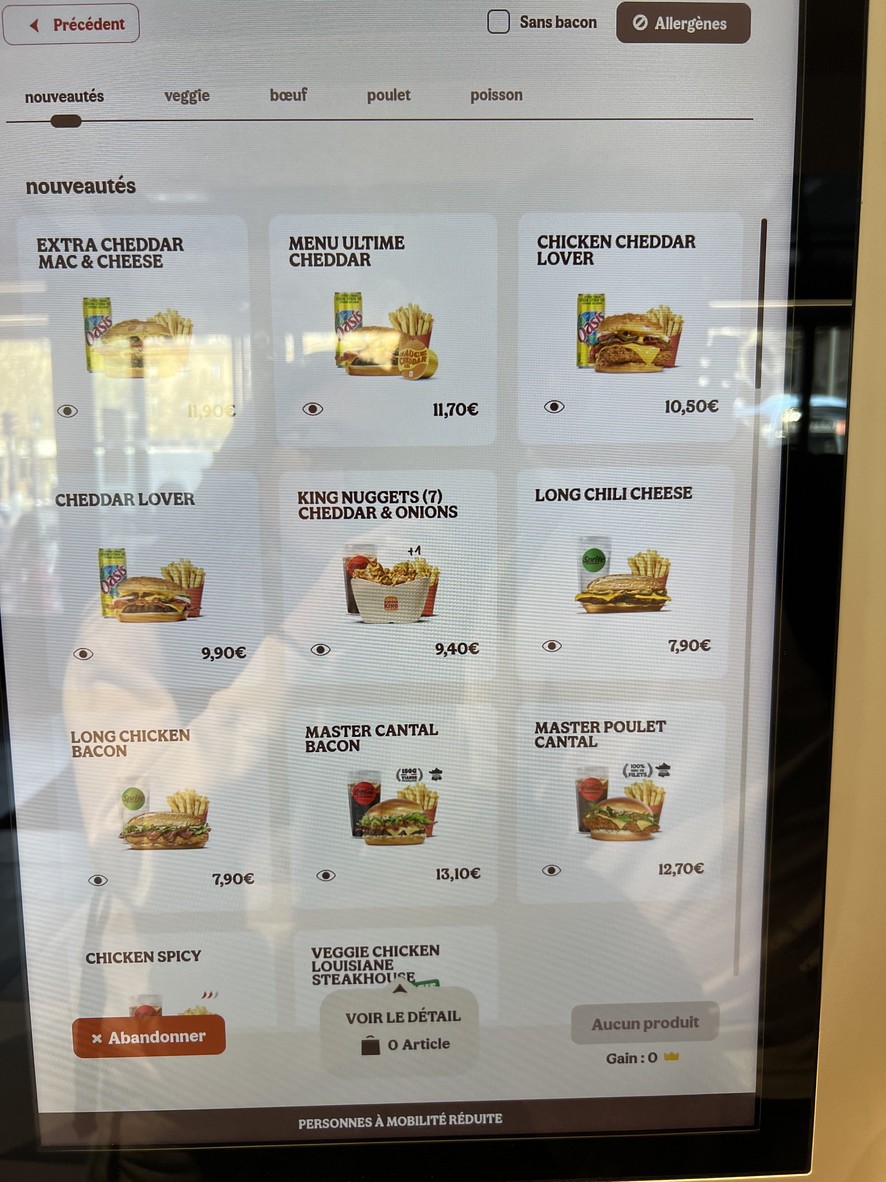 Burger King Paris República menu 1