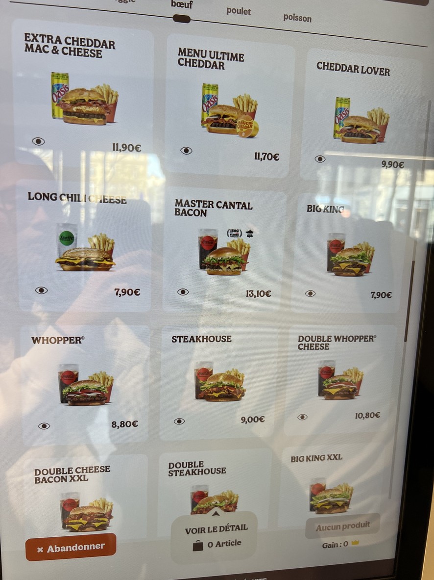 Burger King Paris República menu 2