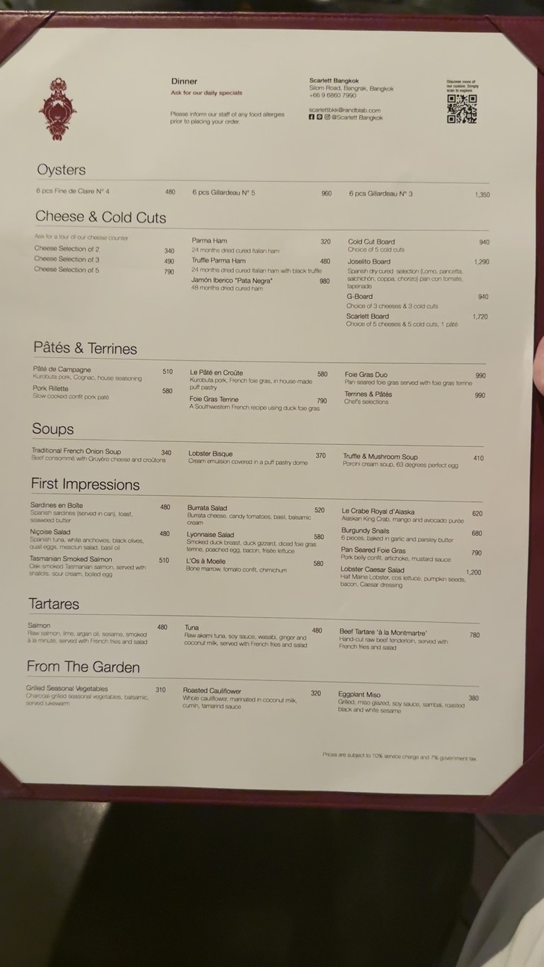 Scarlett Wine Bar & Restaurant menu 1