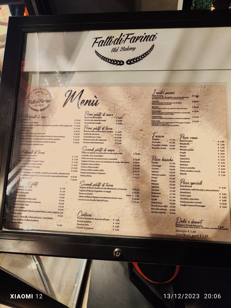 Fatti di Farina Centocelle menu 1