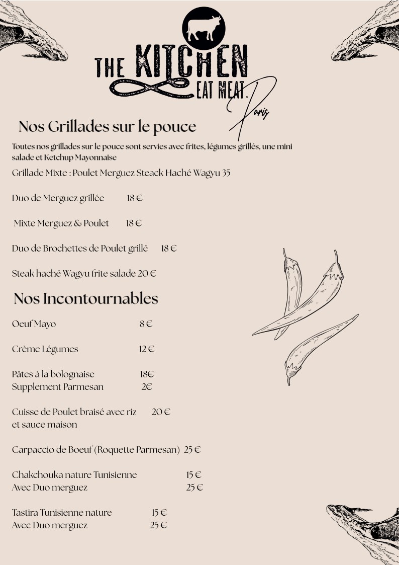 The Kitchen Eat Meat Paris menu 2